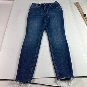 Good American Jean Women 27x25* Good Legs Skinny Mid Rise Crop Blue Denim Tag 28